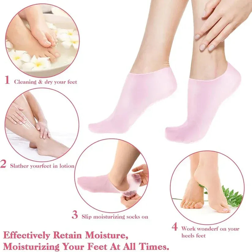 Silicone Gel Moisturizing Sock Prevent Foot Heel Crack Shoes